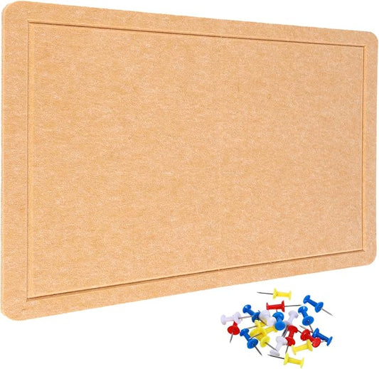 YOKIVE Felt Bulletin Board, 31.5 x 24 -Inch Foldable Decorative Pin Board Self Adhesive Felt Cork Board with 20 Pushpins, Great for Wall, Photo Display, Paste Note, Schedule(Beige Brown)