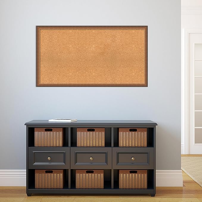 Amanti Art Natural Cork Board for Wall, 24x44 Vision Board with Bronze Frame, Oversize Corkboard Office Decor for Home Organization, Modern Corkboard Pinboard to Display Items for Home Organization