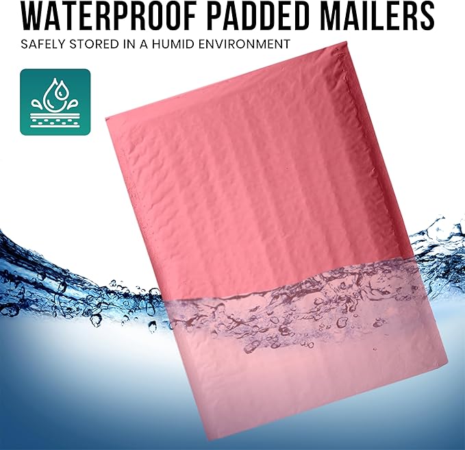Levex - #0 6" x 10" [5 Pack] Pink Poly Bubble Mailers, Padded Envelope Mailers, Packing Envelope & Mailing Bags for Shipping