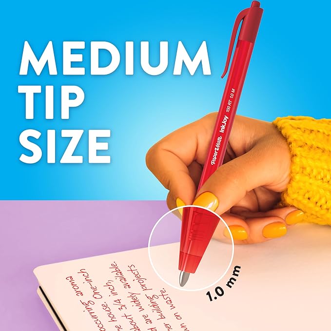 Paper Mate InkJoy 100RT Retractable Ballpoint Pens, Medium Point (1.0mm), Assorted, 20 Count