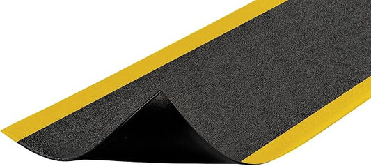 Notrax 411 Sof-Tred™ 2' x 60' x 3/8" Anti Fatigue Mat, Enhanced Slip Resistance with Beveled Edges and Pebbled Surface, Ideal for Industrial and Commercial Workplaces, Black/Yellow, 411R0324BY