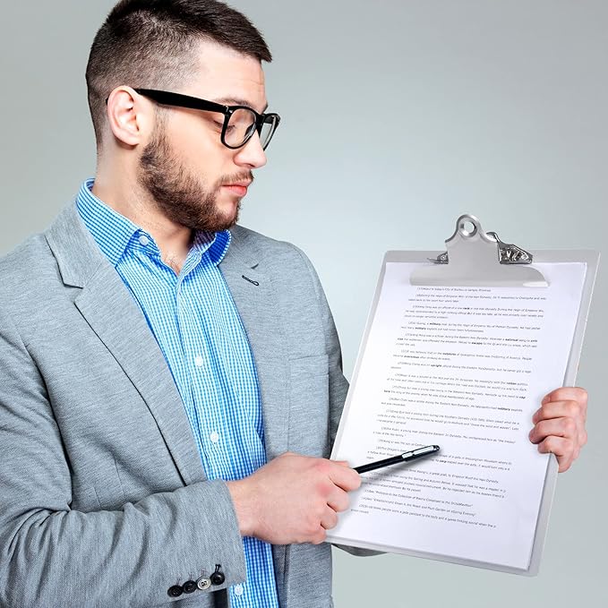 12 Pcs Metal Clipboard Heavy Duty Aluminum Clipboards 12 x 9 Inch Metal Clip Board with Low Profile Clip A4 Letter Size Document Holder for Office School Medical Jobsite Laboratory