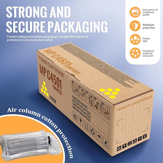 1 Pack MP C4501 Yellow Toner Cartridge | Replacement for Ricoh MP C4501 Work with Aficio MP C4501 Aficio MP C5501 Lanier MP C4501 Lanier MP C5501 Savin MP C4501 Savin MP C5501 | 841453