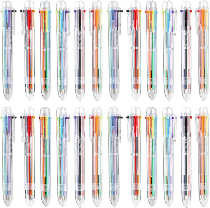 Back to School Supplies 24 PCS Ballpoint Pens Bulk 6-in-1 Colored Pens Ballpoint Party Favors Office Supplies Multicolor Pen Back to School Gifts for Kid Students Son Daughter Classroom Birthday