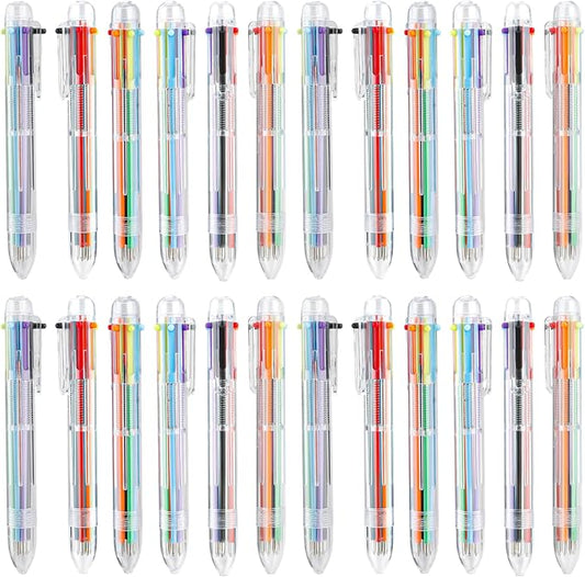 Back to School Supplies 24 PCS Ballpoint Pens Bulk 6-in-1 Colored Pens Ballpoint Party Favors Office Supplies Multicolor Pen Back to School Gifts for Kid Students Son Daughter Classroom Birthday