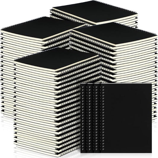 Yahenda 72 Pcs Spiral Notebook Bulk A5 Journal Lined 8.3'' x 5.5'' Writing Composition Paper Small Notepad Subject Notebook for Students Office Business Back to School Supplies (Black)