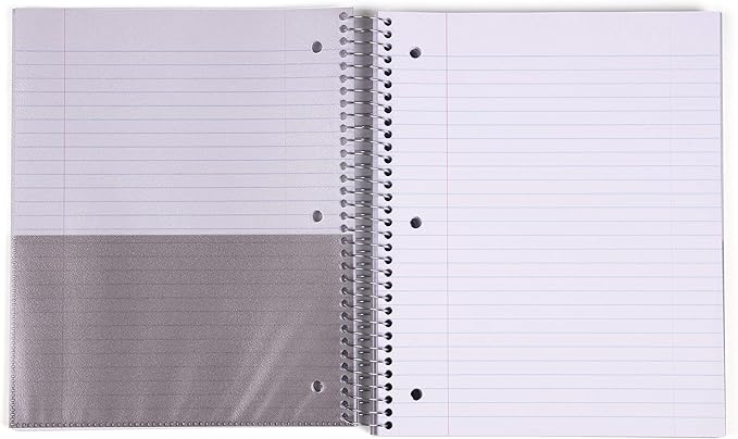 Mintra Office Durable Spiral Notebooks, 5 Subject (Purple, Wide Ruled 1pk)