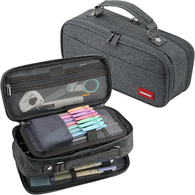 Pencil Case, Large Capacity Pencil Case Organizer; Double Zipper Storage Bag; Big Pencil Pouch for College School Office Teen Girl Boy Men Women Adult
