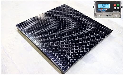 SellEton SL-5x5-2.5K Heavy-Duty, Industrial Floor Scale, Metal Indicator with Platform Scale (60" x 60",2500 lbs x 0.5 lb)
