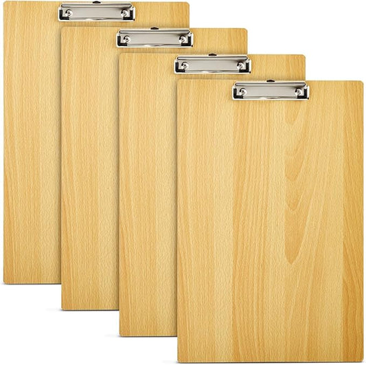 4 Pack Extra Large Clipboards, Wooden Art Board with Low-Profile Clip and Hook for Classroom and Office, 11.5x17.5 in