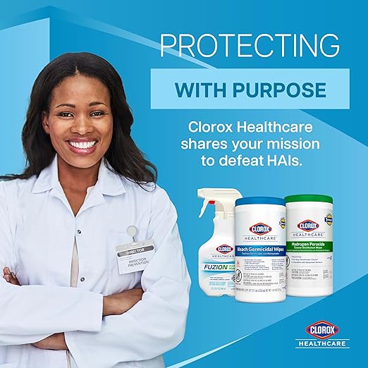 Clorox Healthcare Bleach Germicidal Wipes, 12" x 12", Refill for Bucket, 110 Count Pouch (Package May Vary)