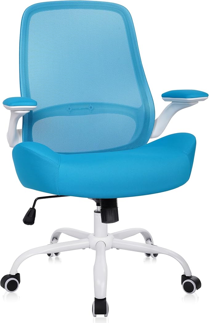 HYLONE Heavy Duty Office Chair, 5" Thickened Seat Ergonomic Desk Chair with Adjustable Armrests, Home Office Computer Chairs for Long Hours Mesh Executive Chair(Blue)