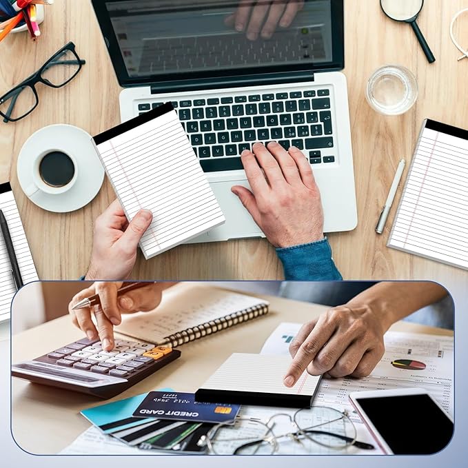 5" x 8" Note Pads 48 Pack of Legal Pads 30 Sheets Notepad College Ruled Small Writing Pads Perforated Pages Paper Pads 80GSM Heavyweight Paper Note Pads for Home, Office, or School