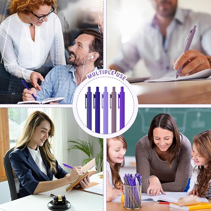 50 Pcs Ballpoint Pens Bulk Retractable Writing 1. 0 mm Black Ink Cute Pens Smooth Writing Color Fancy Gift for Teacher Student Employee Office School Home Baby Shower Supplies (Purple Series)