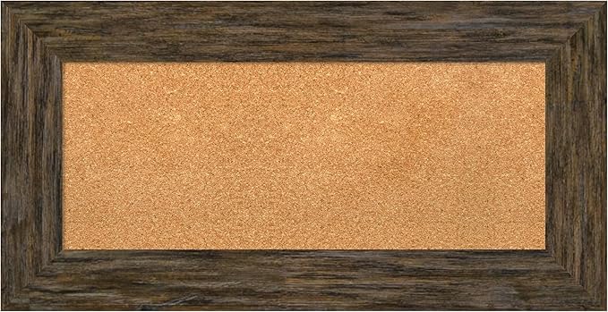 Amanti Art Natural Cork Board for Wall, 19x37 Vision Board with Brown Wood Frame, Medium Corkboard Office Decor for Home Organization, Country Rustic Corkboard Pinboard to Display Items for Home
