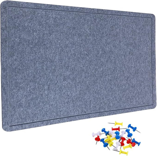 YOKIVE Felt Bulletin Board, 48 x 36 -Inch Foldable Decorative Pin Board Self Adhesive Felt Cork Board with 20 Pushpins, Great for Wall, Photo Display, Paste Note, Schedule(Gray)