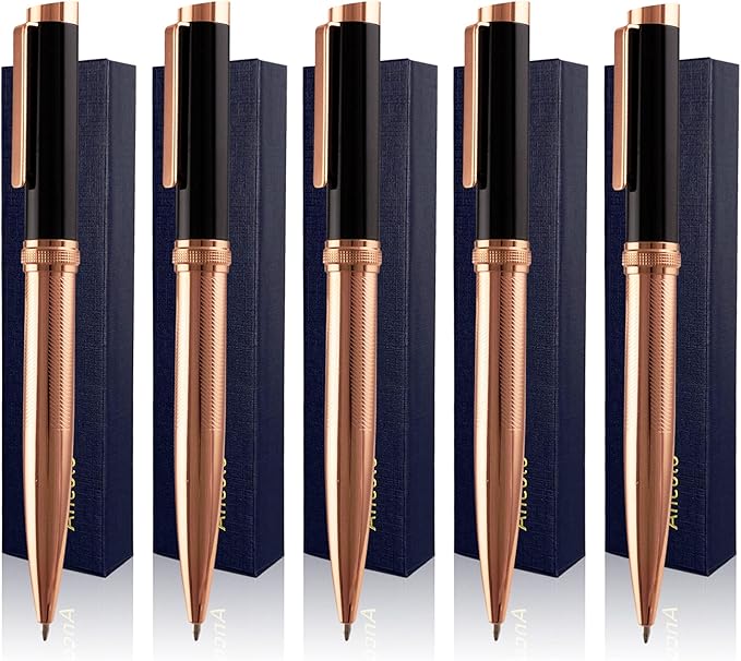 Ancolo Personalized Ballpoint Pens - Luxury Writing Pen with 10 Black Ink Refill Engraved with Your Message Name on the Pens Gift Set for Man/Women/Writers/Collection/Journalist