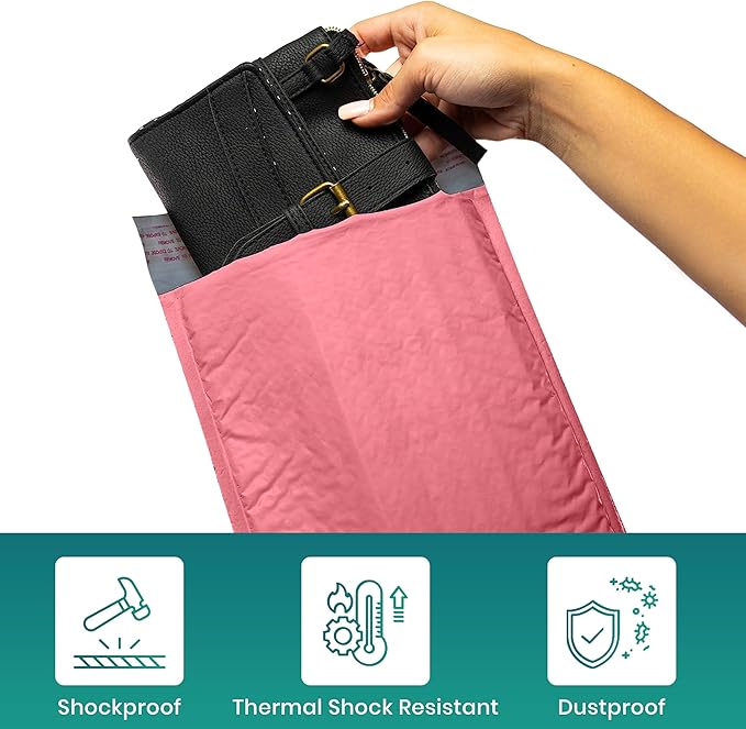Levex - #000 4" x 8" [10 Pack] Pink Poly Bubble Mailers, Padded Envelope Mailers, Packing Envelope & Mailing Bags for Shipping