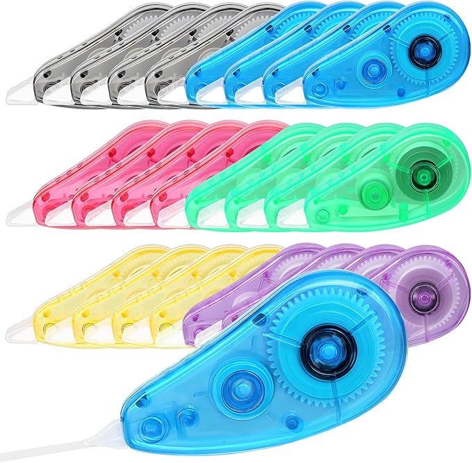 BESARME 24 Pack Correction Tape - Colorful 19.69 Ft Each Correction Tape Roller for Students & Office Supplies