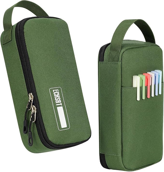 ECHSRT Big Pencil Case, Aesthetic Portable Zipper Pencil Bag with Hidden Pocket, Special Pouch for Men Women Adults, Stationery Organizer Pen Cases for Office Travel,Army Green