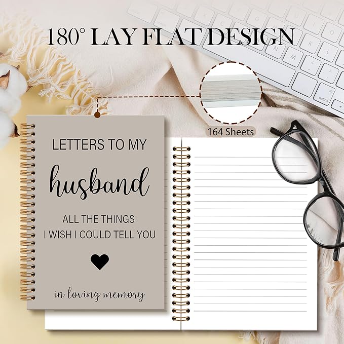 Memorial Gifts for Loss of Husband Grief Notebook Journal, Letters to My Husband in Heaven Journal, Sympathy Notebooks Gifts for Loss of Husband Women, In Loving Memory Sympathy Gifts,6x8.2In