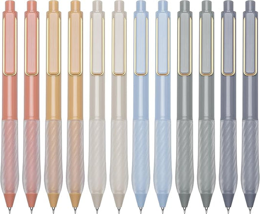 Gel Pens 0.5mm Point Pen Black Ink Smooth Writing Retractable Pen for Office,School Supplies,12-Count (Gold clip)