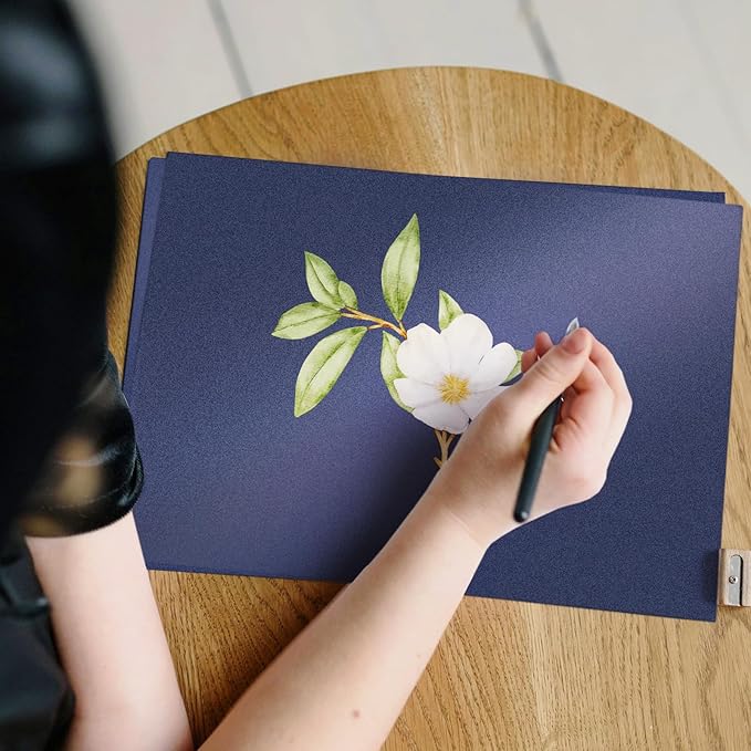 100 Sheets Navy Blue Shimmer Cardstock 8.5 x 11 Blue Paper, Goefun 80lb Card Stock Printer Paper for Christmas, Invitations, Certificates, Crafts, Wedding