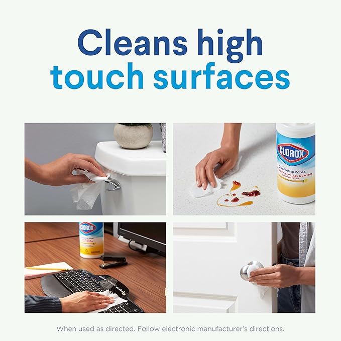 Clorox Disinfecting Wipes Value Pack, Household Essentials, Dorm Room Essentials, 75 Count, Pack of 3 (Package May Vary)