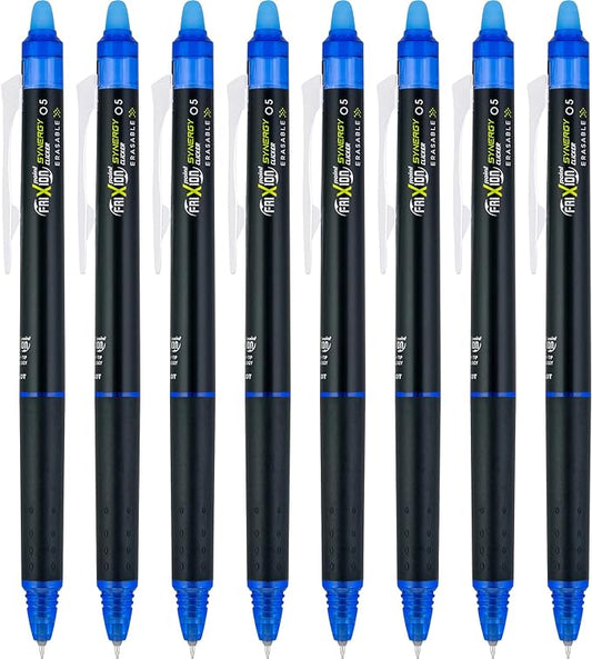 PILOT FriXion Synergy Clicker Erasable Gel Ink Pens, Extra Fine Point, Blue Ink, 8-pack (17849)