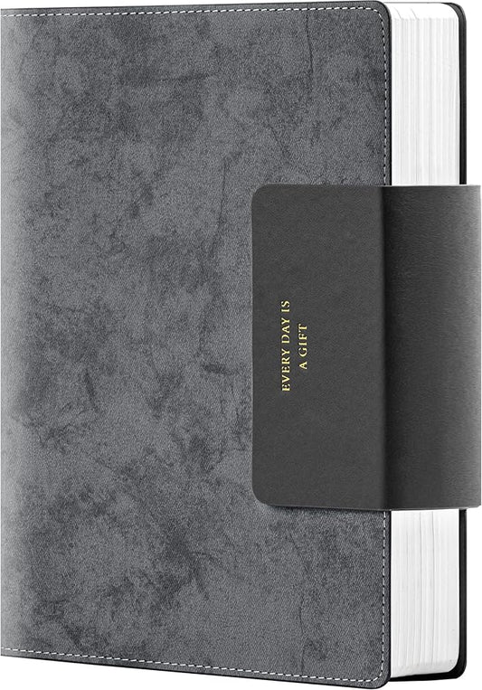 Leather Journal for Men 320 Pages B5 Large Journaling Notebooks with 100 GSM Thick Paper Journals for Writing Notebook for Men & Women with Buckle Closure Work Diary, 7.28" x 10.23", Grey
