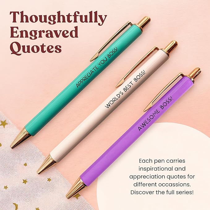 MESMOS 3pk Fancy Ballpoint Pens for Women, Best Boss Lady Gifts for Women, Boss Appreciation Birthday National Day Thank You Gifts