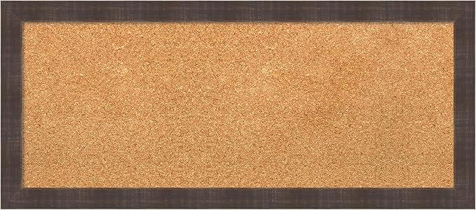 Amanti Art Natural Cork Board for Wall, 14x32 Vision Board with Brown Wood Frame, Medium Corkboard Office Decor for Home Organization, Rustic Farmhouse Corkboard Pinboard to display items for home