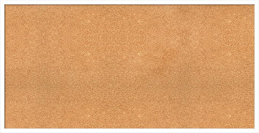 Amanti Art Natural Cork Board for Wall, 25x49 Vision Board with White Frame, Oversize Corkboard Office Decor for Home Organization, Modern Corkboard Pinboard to Display Items for Home Organization in
