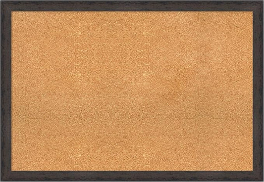 Amanti Art Natural Cork Board for Wall, 27x39 Vision Board with Black Wood Frame, Large Corkboard Office Decor for Home Organization, Modern Contemporary Corkboard Pinboard to display items for home
