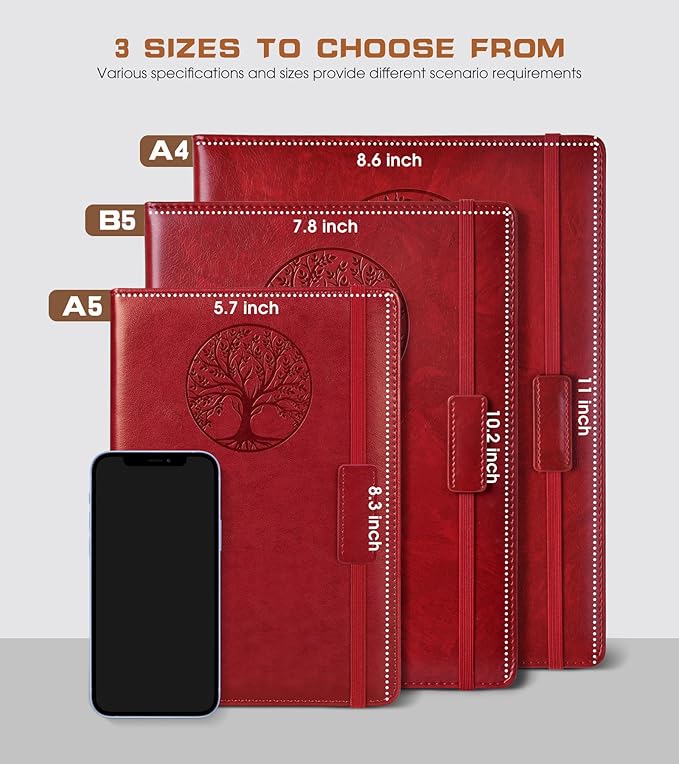 Lined Journal Notebook for Women Men,256 Pages B5 Large Hardcover Leather Journals for Writing,Travel,Business,Work,School,College Ruled Notebooks for Note Taking,Diary Notepad 7.8"×10.2"