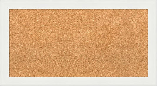 Amanti Art Natural Cork Board for Wall, 19x35 Vision Board with White Frame, Medium Corkboard Office Decor for Home Organization, Casual Corkboard Pinboard to Display Items for Home Organization in