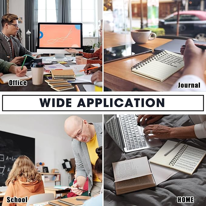 Jutom Small Spiral Notepad Bulk Journal Notebook Memo Pads 5 x 3'' Pocket Memo Pads Ruled Notebook Sketchbook Kraft Cover Notebooks, 120 Pages for Note Taking Business Office School(Kraft Color, 54