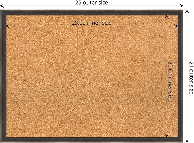 Amanti Art Natural Cork Board for Wall, 21x29 Vision Board with Brown Wood Frame, Medium Corkboard Office Decor for Home Organization, Casual Corkboard Pinboard to display items for home organization