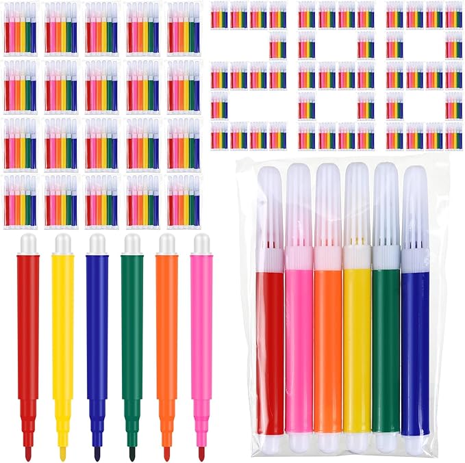 288 Pcs Mini Markers Colored Pen 3.4 Inch Vibrant Colors Portable Short Colored Markers Assorted Multicolor Watercolor Marker Pen for Kids and Adult Glass Office School Supplies (6 Colors)