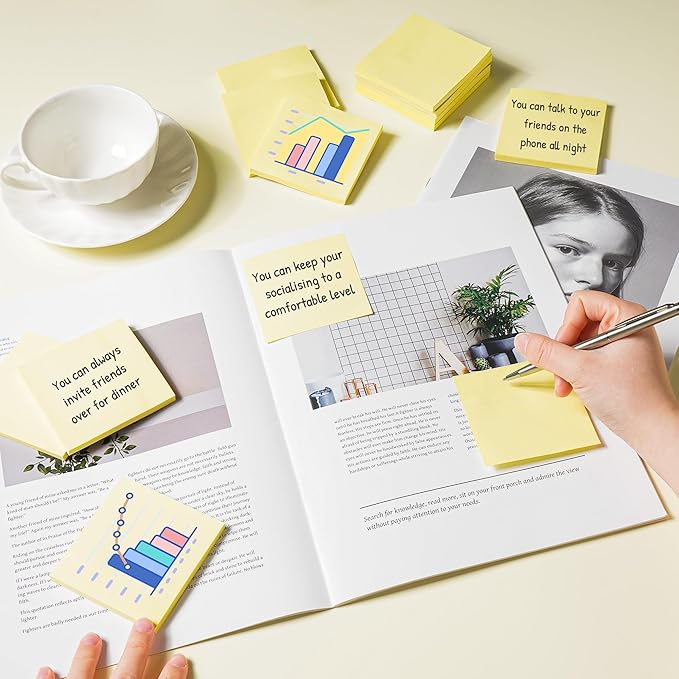 (18 Pack) Sticky Notes 3x3 in Yellow, Strong Adhesive, Clean Removal, Recyclable, Self-Stick Pads, Easy to Post for Home, Office, Notebook