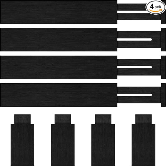 Bamboo Drawer Dividers Organizer with Inserts, Expandable from 12.5-21.7", Adjustable Drawer Organizer Separators for Utensils, Dresser, Bedroom, Bathroom, Closet, Clothing, Office (Black)