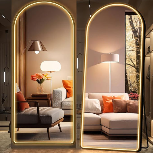 Hasipu 71" x 28" LED Mirror - Full Length with Lights, Arch Design, Wall Mounted, Dimming & 3 Color Modes