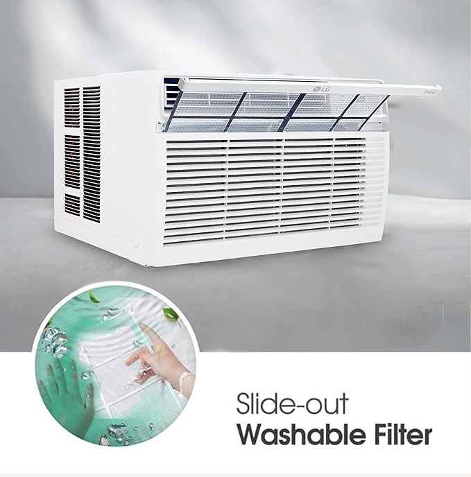 LG 24,500 BTU Smart Window Air Conditioner, 230/208V, Cools Room up to 1560 Sq. Ft. for Bedrooms, Living Room, Apartments, with Remote, 3 Fan Speeds, 24-Hour Timer, White
