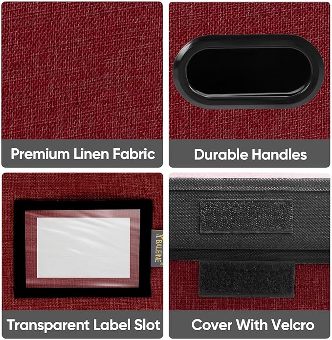 BALEINE File Organizer Box with Lid, Collapsible File Folder Organizer with Plastic Slide, Hanging File Folder Box for Office Document Storage (1 Pack, Red)