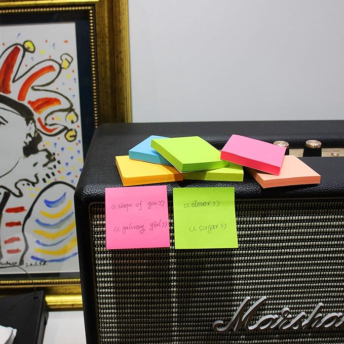 Sticky Notes 3x3 Inches,Bright Colors Self-Stick Pads, Easy to Stick for Home, Office, Notebook, 82 Sheets/pad