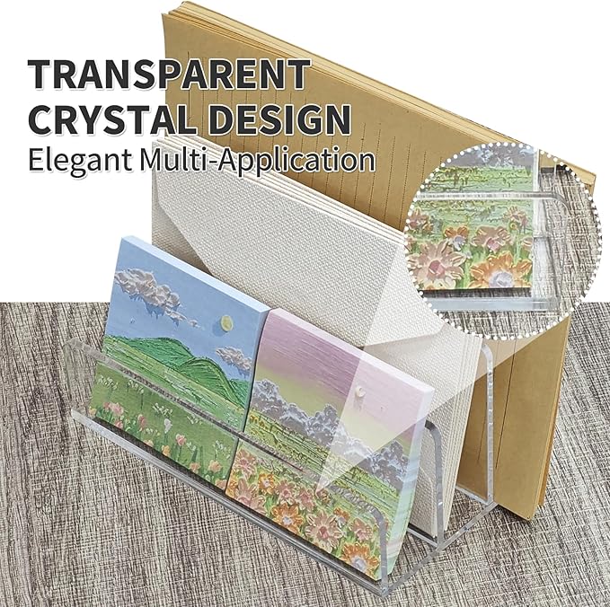 Acrylic Mail Sorter Desktop Organizer Holder,3 Compartments Laddered Clear Desk Letter Organizer Holders for Desk Bill Filling Envelope Holder Office, Home, School Desk Organization