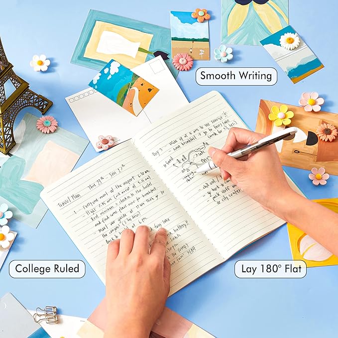 8 Pack Soft Cover Journal Bulk, Feela Notebooks College Ruled for Work, Lined Travel Journal for Women Men, Note Taking Notebook School Supplies Business Writing, 8.2” x 5.5”, A5, Blue