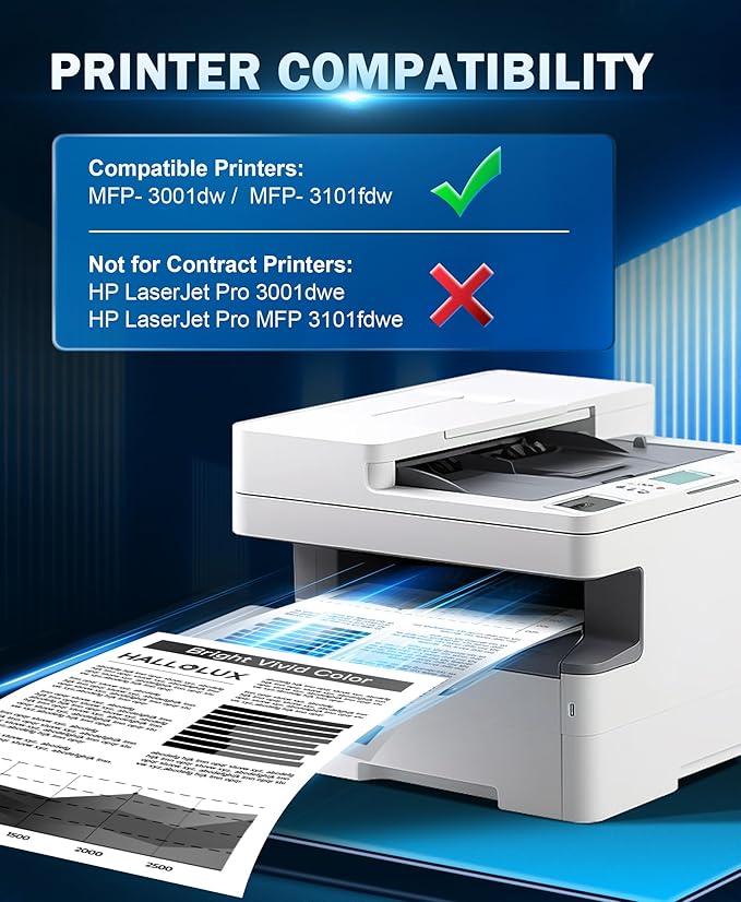 HALLOLUX 138A Black Laserjet Toner Cartridge (with Chip) Compatible Replacement for HP 138A W1380A 138X W1380X for HP Laserjet Pro 3001dw MFP 3101fdw 3001fdw Printer Ink (2 Pack Black, 138A Toner)