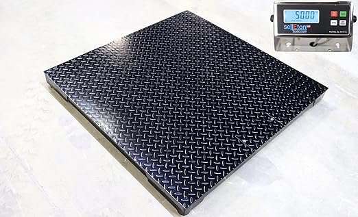 SellEton SL-700-3x3 36" x 36" Industrial Floor Scale, Accurate Pallet Scales with Metal Indicator for Warehouse Shipping | 2500 lbs x 0.5 lb