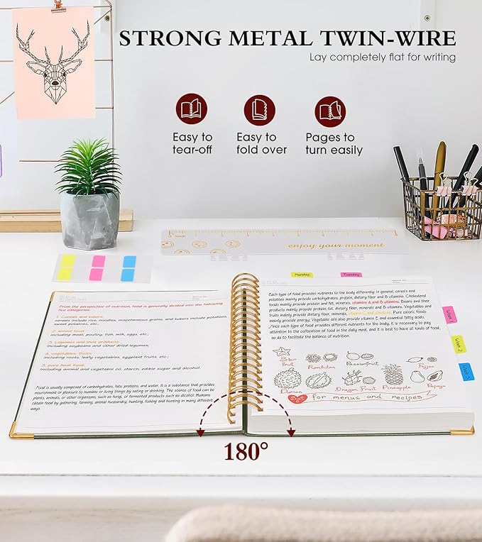Spiral Notebook Journal 8.5” x 11”, 300 Pages Hardcover Leather Lined Journals for Women Men, A4 Large College Ruled Notebooks with 100 GSM Thick Paper, Spiral Journal for Writing Work, Olive Green